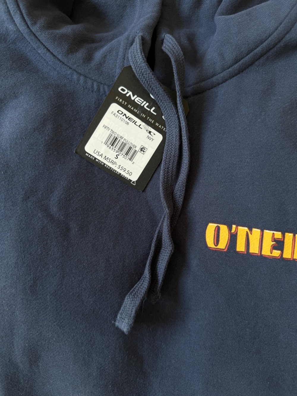 NWT O'Neill Men’s Fifty Two Surf Pullover Hoodie in Navy - Picture 5 of 5